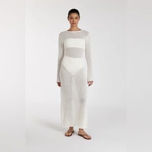 Margot Off White Crew Neck Midi Dress